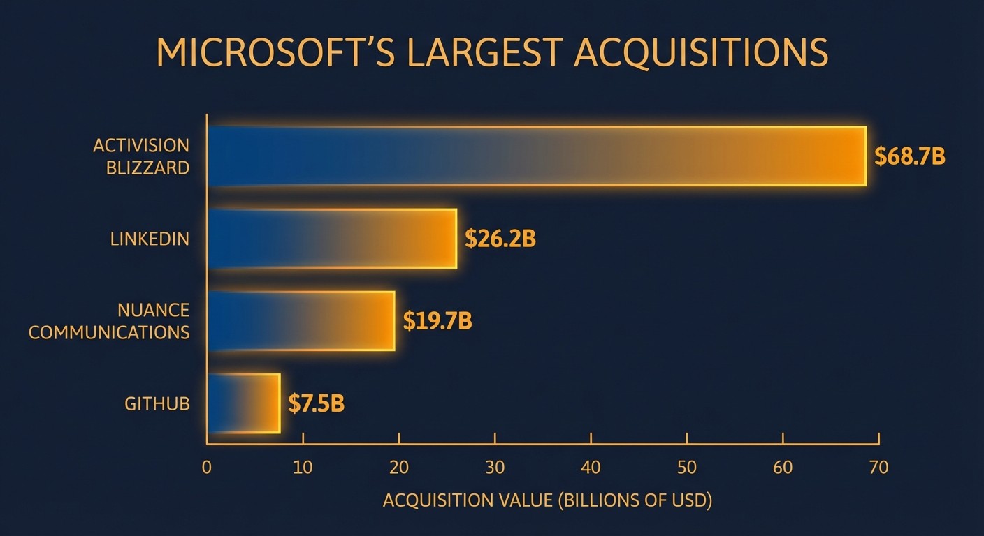 Microsoft's Mega Acquisitions - Bar chart of biggest deals